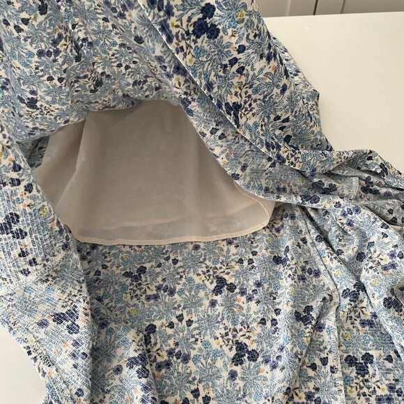 Code x Mode Ditzy Floral Smocked Midi Dress XS blue Cottage Prairie - Picture 12 of 14